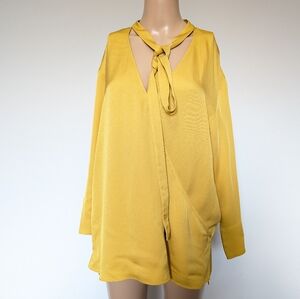 Theory silk tie neck V-neck top size M